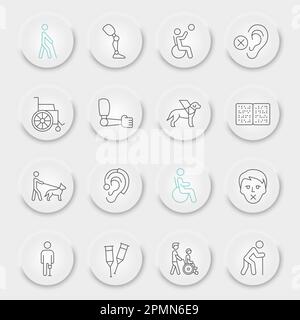 Blind with cane white linear icon for dark theme Stock Vector Image ...