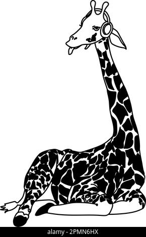 Giraffe illustration quote, Cartoon tropical animal , exotic summer jungle design.Hand drawn. Designf for baby shower party, birthday, cake, Stock Photo