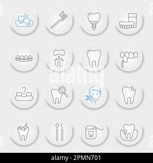 Tooth icon set. Tooth editable stroke icons. Disease, care, dental ...