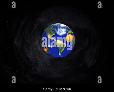 Artwork. Painting of the whole Earth from space. Stock Photo