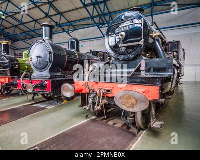 General image inside the National Railway Museum in York seen here featuring various locomotives Stock Photo