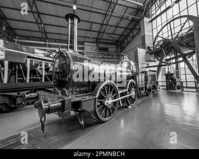 General image inside the National Railway Museum in York seen here featuring the Furness railways Copper Knob locomotive Stock Photo