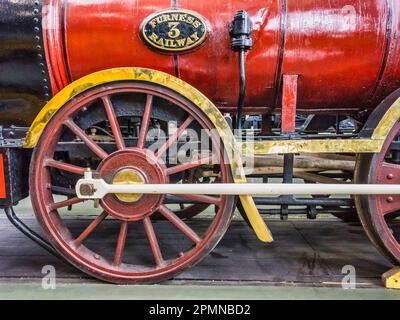 General image inside the National Railway Museum in York seen here featuring the Furness railways Copper Knob locomotive Stock Photo