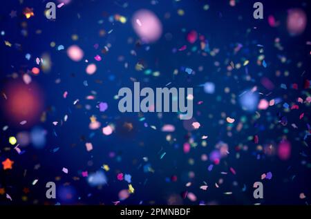 Dark blue background with confetti horizontal Stock Photo