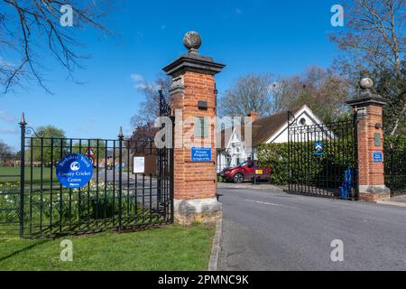 Reading Blue Coat School, a private boys school in Sonning-on-Thames, Berkshire, England, UK, view of the entrance gates Stock Photo