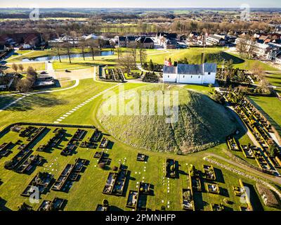 Viking age Jelling burial mounds panorama, Denmark Stock Photo