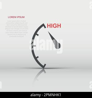 High level icon in flat style. Speedometer, tachometer sign illustration pictogram. Risk meter business concept. Stock Vector