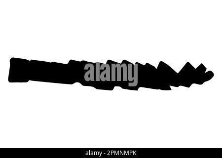 Black stain of paintbrush isolated on white background. Hand-drawn spot of paint, ink. Grunge dye splash. Uneven brush smear. Copy space banner. Vecto Stock Vector