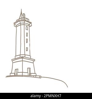 Lighthouse icon design. Hand drawn illustration, vector Stock Vector