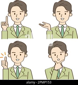 Vector illustrations of businessman in various poses. Stock Vector