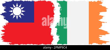 Ireland and Taiwan grunge flags connection, vector Stock Vector