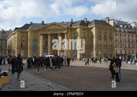 Place du Pantheon and Mairie du 5e arrondissement in Paris, France. March 24, 2023. Stock Photo