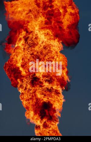 Billowing fire and smoke; Houston, Texas, United States of America Stock Photo