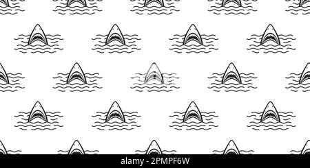 Shark Seamless Pattern vector fin dolphin fish ocean isolated background wallpaper white Stock Vector