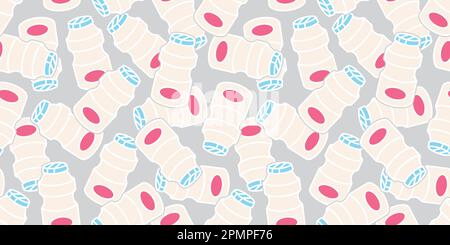 Milk Seamless Pattern vector Milk yogurt bottle isolated wallpaper background Stock Vector