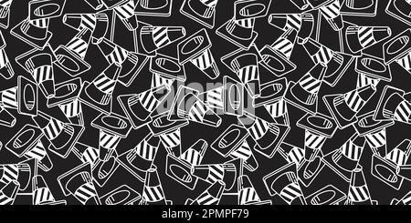Traffic Cones Seamless Pattern vector isolated wallpaper background black Stock Vector