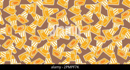 Traffic Cones Seamless Pattern vector isolated wallpaper background orange Stock Vector