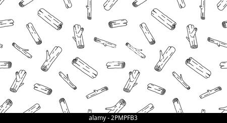 Wood branch Seamless Pattern vector Wood branch firewood isolated wallpaper background white Stock Vector