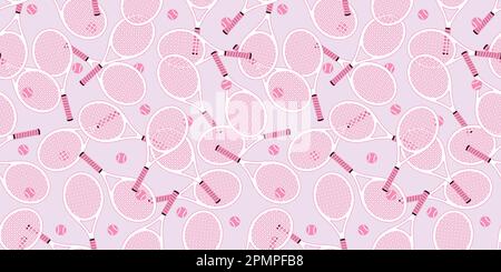 seamless pattern Tennis Racket badminton vector wallpaper isolated background pink Stock Vector