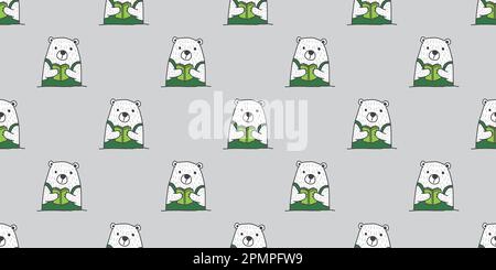 Bear Seamless Pattern vector Polar Bear Reading book isolated background wallpaper green Stock Vector