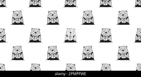 Bear Polar Bear Seamless Pattern Reading book vector wallpaper isolated background white Stock Vector