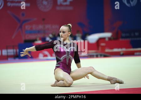 Antalya, Turkey. 14th Apr, 2023. Spor salon, Antalya, Turkey, April 14, 2023, Alice D'Amato (ITA) floor during European Championsps Artistic Gymnastics - ALL AROUND WAG - Gymnastics Credit: Live Media Publishing Group/Alamy Live News Stock Photo