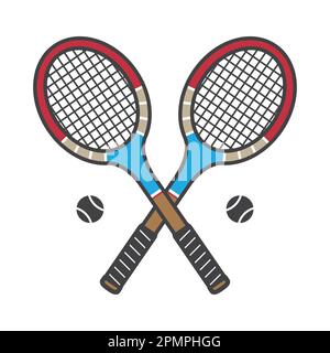 Tennis racket vector icon badminton logo cartoon illustration vintage Sports colorful Stock Vector