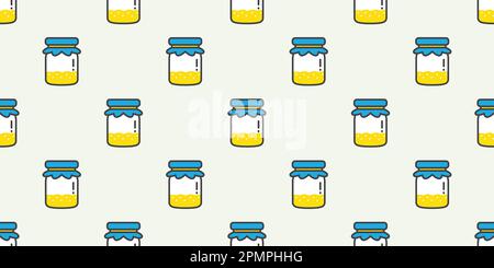 fruit Jam Bottle Seamless Pattern vector isolated background wallpaper Stock Vector