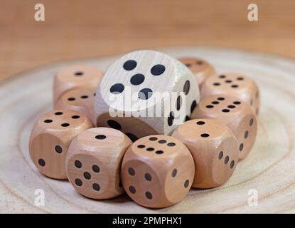 Many game cubes made of wood Stock Photo