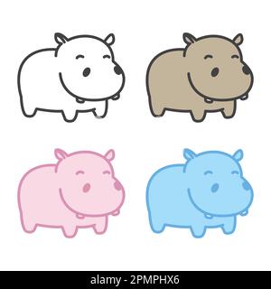 hippo Vector hippopotamus icon logo cartoon illustration character Stock Vector