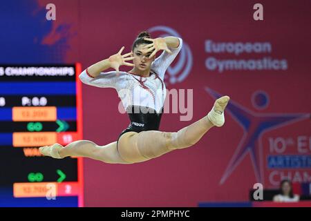 Antalya, Turkey. 14th Apr, 2023. Manila Esposito (ITA) floor during European Championsps Artistic Gymnastics - ALL AROUND WAG, Gymnastics in Antalya, Turkey, April 14 2023 Credit: Independent Photo Agency/Alamy Live News Stock Photo