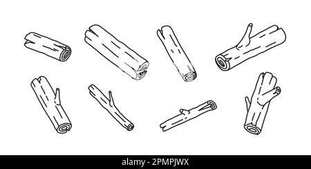 Wood branch vector icon firewood logo doodle illustration Stock Vector