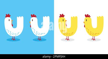 Chicken rooster hen vector illustration character icon Stock Vector
