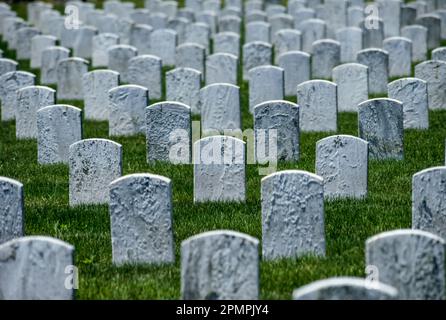 Lines of unmarked gravestones; San Diego, California, United States of America Stock Photo