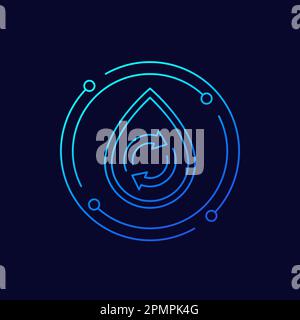 reuse water icon, linear design Stock Vector
