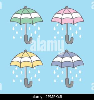 Umbrella icon Vector logo cartoon illustration fancy pastel Stock Vector