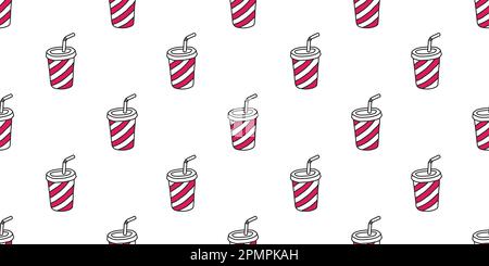 Cup Seamless Pattern vector juice cup soda coffee tea isolated wallpaper background Stock Vector