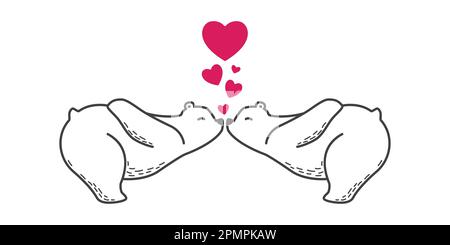 Bear vector Polar bear icon logo kiss Heart valentine illustration cartoon character Stock Vector