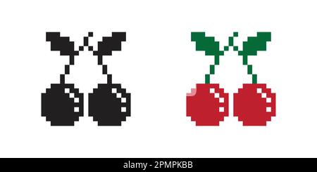 Cherry pixel logo icon Vector illustration Stock Vector