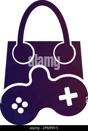 shopping bag game logo vector design template Stock Vector