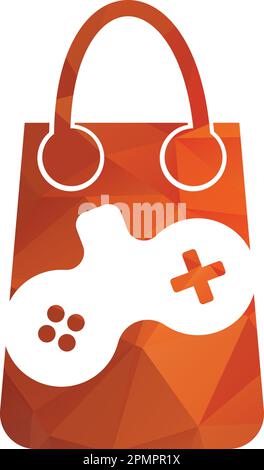 shopping bag game logo vector design template Stock Vector