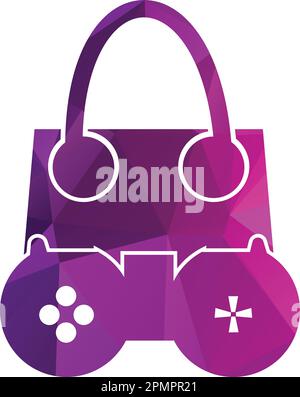 shopping bag game logo vector design template Stock Vector