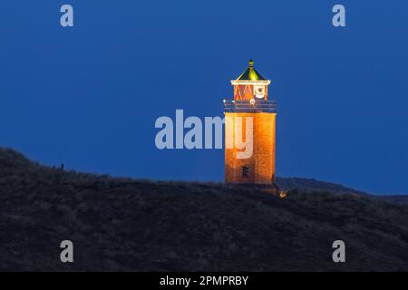 Rotes Kliff lighthouse at night at Kampen on the island of Sylt, Nordfriesland / North Frisia, Schleswig-Holstein, Germany Stock Photo