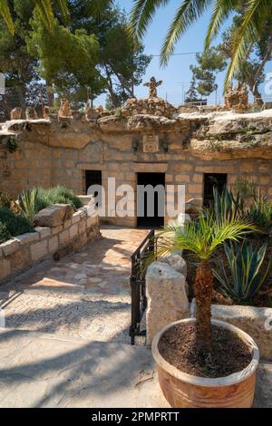 Entrance to the cave at Shepherds' Fields in Beit Sahour nearby Bethlehem, Israel Stock Photo
