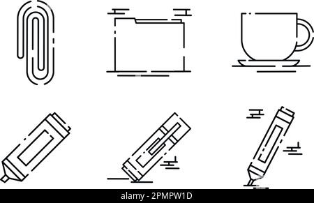 Set of different colored office supplies icons Vector Stock Vector