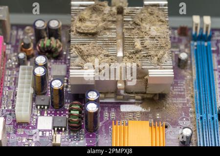 Dirt and dust on PC cooling radiator. Dirt on CPU cooling radiator Stock Photo
