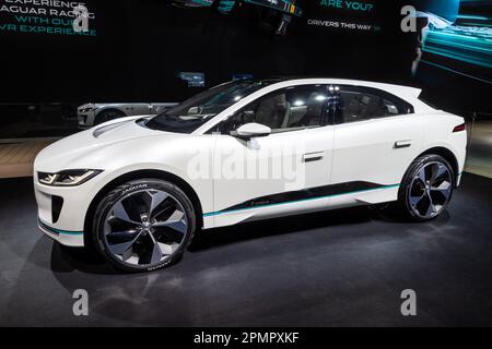 Jaguar I-Pace concept electric SUV car at the Frankfurt IAA Motor Show. Germany - September 12, 2017. Stock Photo
