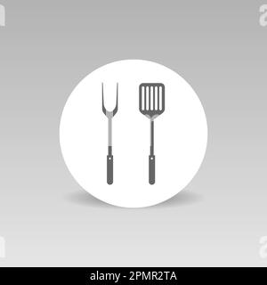 BBQ grill tools vector icon. Round sign Stock Vector