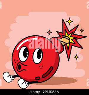 Isolated colored happy bomb traditional cartoon character Vector illustration Stock Vector