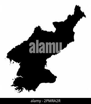 North Korea map silhouette isolated on white background Stock Vector